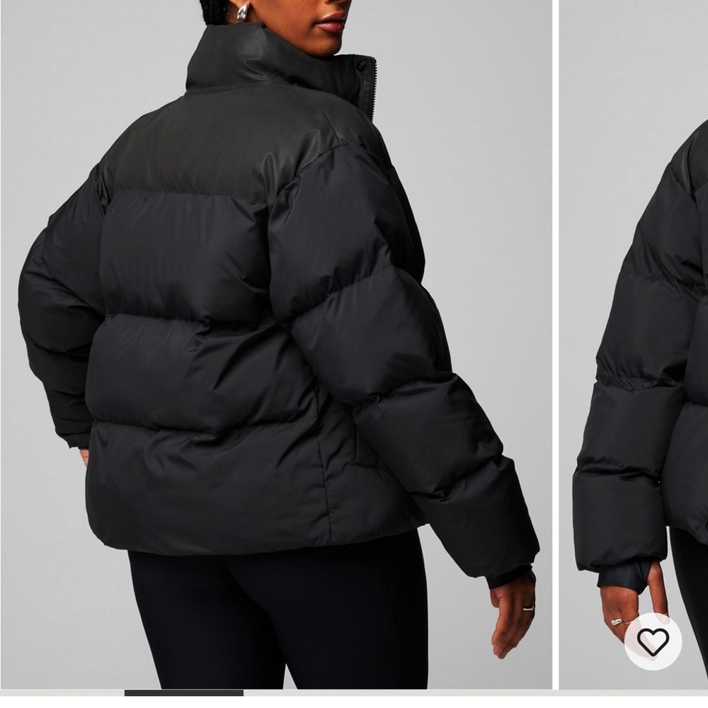 Fabletics Essential Puffer Black Reflective Sz Xs - image 2
